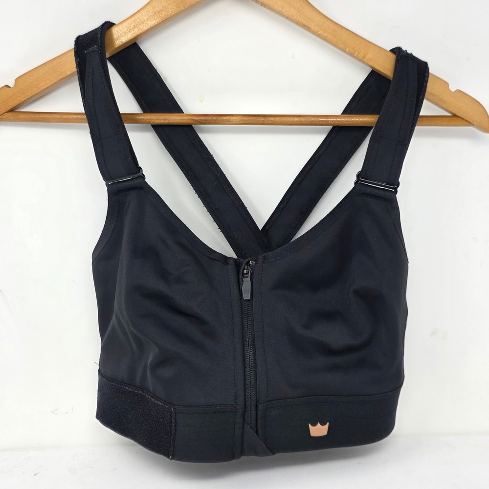Shefit Ultimate Sports Bra Black Rose Gold High Impact Zip Front 1Luxe